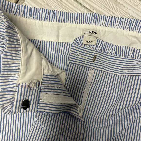 J. Crew Seersucker Striped Ruffle Shorts, blue and white stripes - Picture 4 of 14